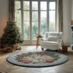 White Red 3d Illusion Rug Magical Winter Village Design Rug 1