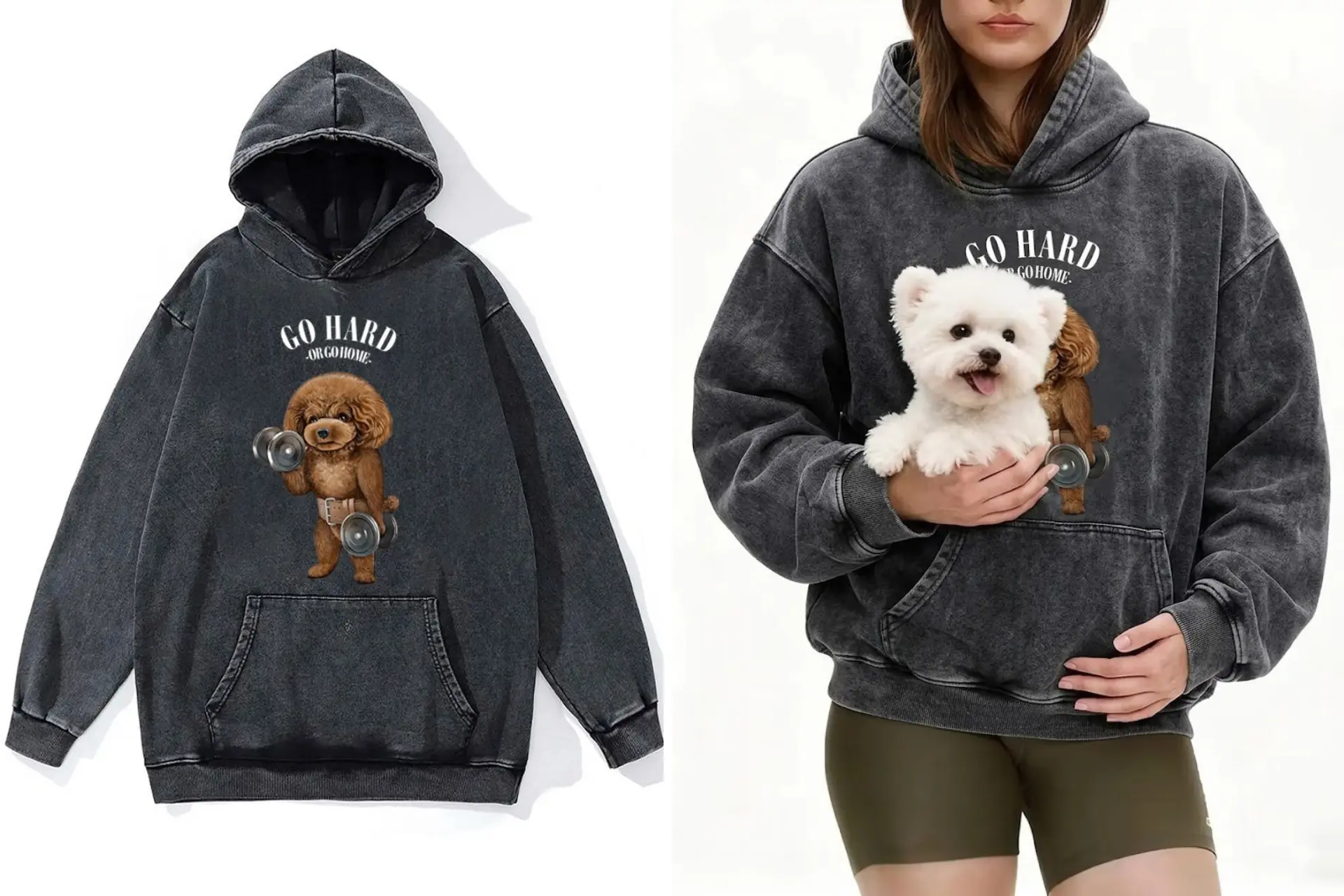 printopian hoodie on model